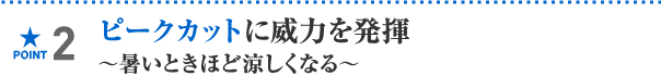 POINT2　ピークカットに威力を発揮〜暑いときほど涼しくなる〜